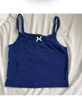 Brandy Melville Ribbed Cami in Royal Blue with Bow